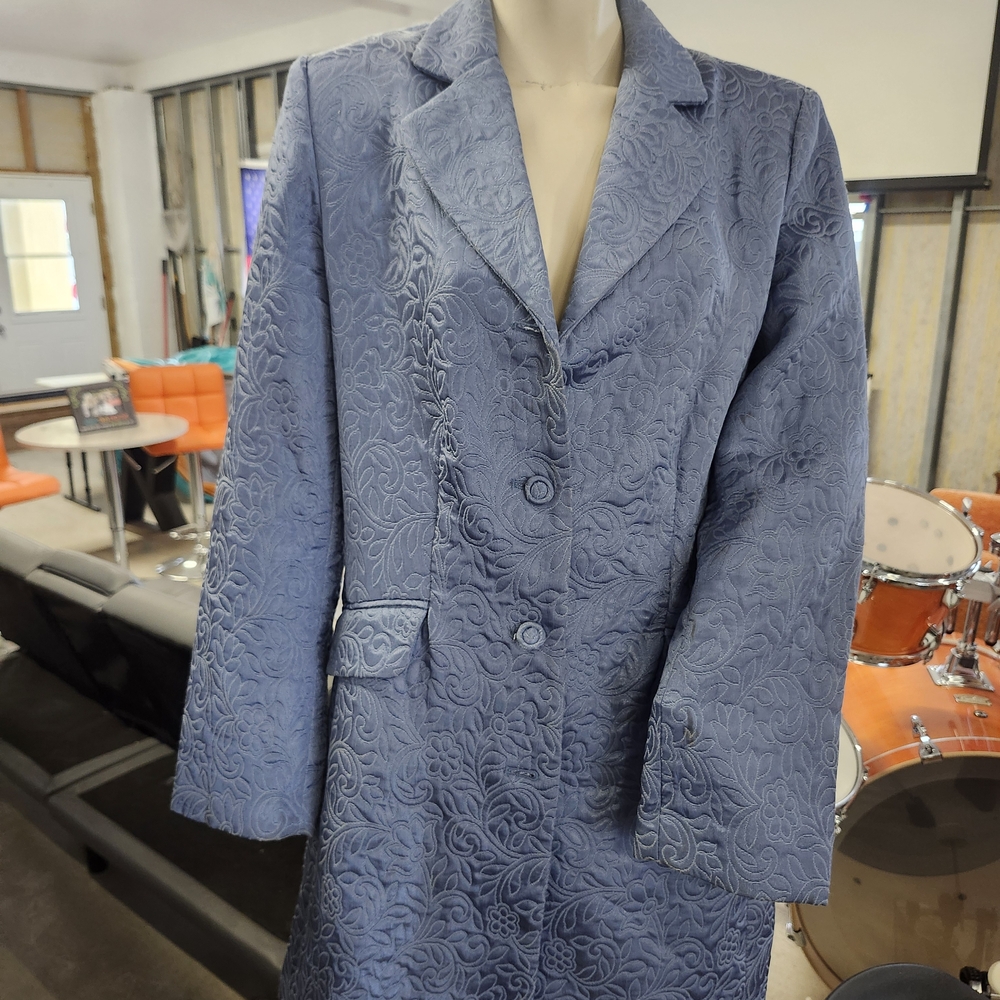 Vintage Rena Rowan Elegant Powder Blue Embroidered Blazer